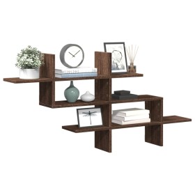 Engineered wood brown oak wall shelf 124.5x18x60.5 cm by , Shelves and shelves - Ref: Foro24-853269, Price: 35,61 €, Discount: %