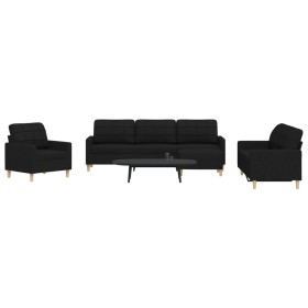 4-piece black fabric sofa set with footrests by , Sofas - Ref: Foro24-3278299, Price: 737,27 €, Discount: %