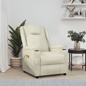 Cream white synthetic leather massage chair by , Electric massage chairs - Ref: Foro24-342713, Price: 211,99 €, Discount: %