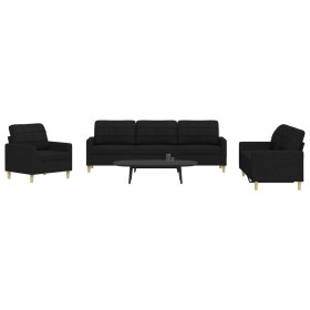 Dreiteiliges Sofaset in schwarzem Stoff. von , Sofas - Ref: Foro24-3278291, Preis: 725,76 €, Rabatt: %