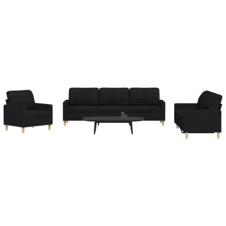 Dreiteiliges Sofaset in schwarzem Stoff. von , Sofas - Ref: Foro24-3278291, Preis: 689,92 €, Rabatt: %