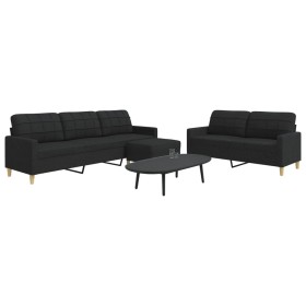 Juego de sofás con reposapiés 3 piezas tela negro de , Sofás - Ref: Foro24-3278331, Precio: 582,40 €, Descuento: %