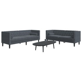 Set sofás Chesterfield con cojines 2 pzs terciopelo gris oscuro de , Sofás - Ref: Foro24-3209292, Precio: 579,95 €, Descuento: %