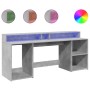 Desk with LED lights, engineered wood, gray concrete finish, 200x55x91 cm. | Foro24|Onlineshop| Casa, Jardín y Más Foro24.es