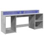 Desk with LED lights, engineered wood, gray concrete finish, 200x55x91 cm. | Foro24|Onlineshop| Casa, Jardín y Más Foro24.es