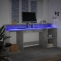 Desk with LED lights, engineered wood, gray concrete finish, 200x55x91 cm. | Foro24|Onlineshop| Casa, Jardín y Más Foro24.es