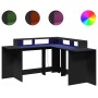 Engineered wood black desk with LED light 152x152x91 cm by , Desks - Ref: Foro24-3309457, Price: 222,99 €, Discount: %