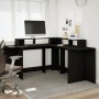 Engineered wood black desk with LED light 152x152x91 cm by , Desks - Ref: Foro24-3309457, Price: 222,99 €, Discount: %