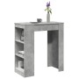 Mesa alta bar con estantes madera gris hormigón 95x47x103,5 cm de , Mesas de cocina y de comedor - Ref: Foro24-854385, Precio...