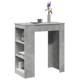 Mesa alta bar con estantes madera gris hormigón 95x47x103,5 cm de , Mesas de cocina y de comedor - Ref: Foro24-854385, Precio...