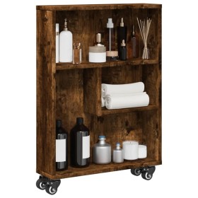 Narrow oak wood storage cart