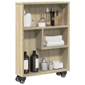 Narrow storage cart in Sonoma oak wood 48x13x68 cm by , Bookcases and shelves - Ref: Foro24-855225, Price: 46,10 €, Discount: %