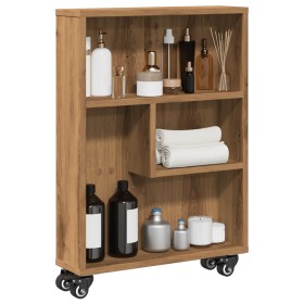 Narrow oak wood artisan storage cart 48x13x68cm by , Bookcases and shelves - Ref: Foro24-855231, Price: 44,99 €, Discount: %