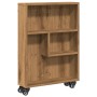 Narrow oak wood artisan storage cart 48x13x68cm by , Bookcases and shelves - Ref: Foro24-855231, Price: 48,17 €, Discount: %