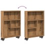 Narrow oak wood artisan storage cart 48x13x68cm by , Bookcases and shelves - Ref: Foro24-855231, Price: 48,17 €, Discount: %