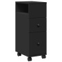 Narrow bathroom cabinet with wheels, engineered wood, black by , Lockers and storage cabinets - Ref: Foro24-855233, Price: 56...