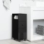 Narrow bathroom cabinet with wheels, engineered wood, black by , Lockers and storage cabinets - Ref: Foro24-855233, Price: 56...