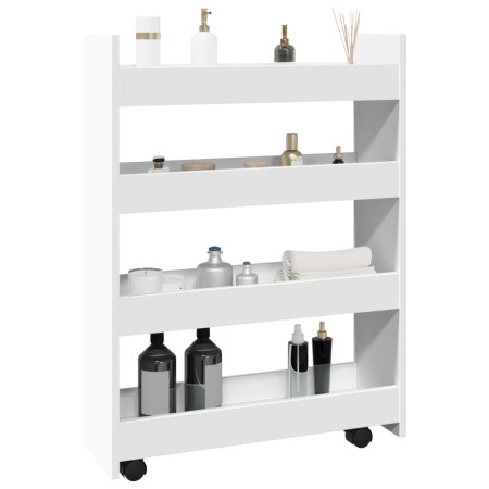 Narrow storage cart 4 levels engineered wood white by , Kitchen and dining carts - Ref: Foro24-855259, Price: 59,39 €, Discou...