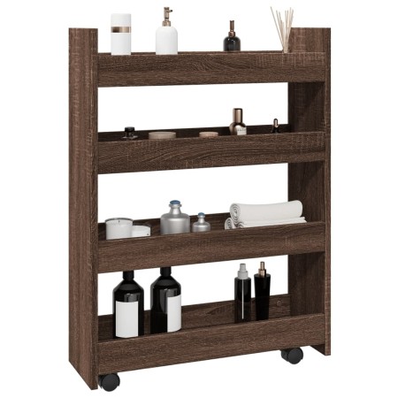 Narrow storage cart 4 levels brown oak wood by , Kitchen and dining carts - Ref: Foro24-855265, Price: 59,39 €, Discount: %