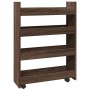 Narrow storage cart 4 levels brown oak wood by , Kitchen and dining carts - Ref: Foro24-855265, Price: 59,39 €, Discount: %