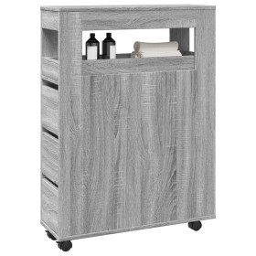 Narrow bathroom cabinet with wheels in Sonoma gray wood by , Lockers and storage cabinets - Ref: Foro24-855273, Price: 107,99...