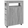 Narrow bathroom cabinet with wheels in Sonoma gray wood by , Lockers and storage cabinets - Ref: Foro24-855273, Price: 111,44...