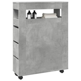 Narrow bathroom cabinet with wheels, gray wood concrete by , Lockers and storage cabinets - Ref: Foro24-855271, Price: 104,99...