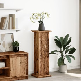 Pedestal display with aged wood storage 31x30x90 cm by , Pot stands - Ref: Foro24-854614, Price: 55,45 €, Discount: %