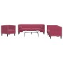 Set sofás Chesterfield con cojines 3 pzas terciopelo rojo tinto de , Sofás - Ref: Foro24-3209285, Precio: 745,35 €, Descuento: %