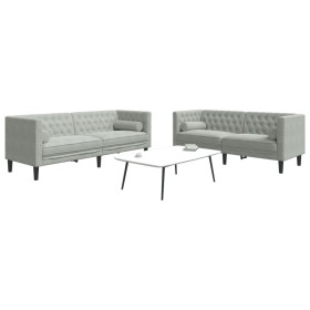 Chesterfield sofa set with 2 light gray velvet cushions. by , Sofas - Ref: Foro24-3209291, Price: 581,99 €, Discount: %