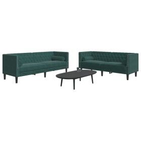 Chesterfield sofa set with 2 green velvet cushions. by , Sofas - Ref: Foro24-3209293, Price: 584,67 €, Discount: %