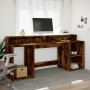 Desk with LED lighting, engineered smoked oak wood, 200x55x91 cm by , Desks - Ref: Foro24-3309442, Price: 192,90 €, Discount: %