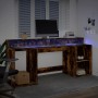 Escritorio con LED madera ingeniería roble ahumado 200x55x91 cm de , Escritorios - Ref: Foro24-3309442, Precio: 192,90 €, Des...