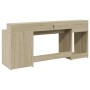 Escritorio con LED madera ingeniería roble Sonoma 200x55x91 cm de , Escritorios - Ref: Foro24-3309440, Precio: 192,90 €, Desc...