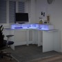 Engineered wood white desk with LED light 152x152x91 cm by , Desks - Ref: Foro24-3309456, Price: 183,32 €, Discount: %