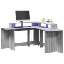 Desk with LED lights, engineered wood in gray Sonoma finish, 152x152x91 cm. by , Desks - Ref: Foro24-3309461, Price: 189,64 €...