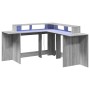 Desk with LED lights, engineered wood in gray Sonoma finish, 152x152x91 cm. by , Desks - Ref: Foro24-3309461, Price: 189,64 €...