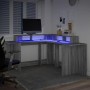 Desk with LED lights, engineered wood in gray Sonoma finish, 152x152x91 cm. by , Desks - Ref: Foro24-3309461, Price: 189,64 €...