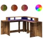 Engineered aged wood LED desktop 152x152x91 cm by , Desks - Ref: Foro24-3309463, Price: 182,96 €, Discount: %