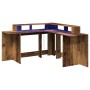 Engineered aged wood LED desktop 152x152x91 cm by , Desks - Ref: Foro24-3309463, Price: 182,96 €, Discount: %