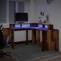 Escritorio con LED madera ingeniería envejecida 152x152x91 cm de , Escritorios - Ref: Foro24-3309463, Precio: 182,96 €, Descu...