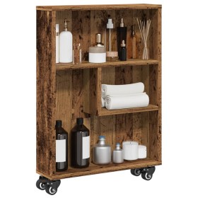 Narrow storage cart in aged wood 48x13x68 cm by , Bookcases and shelves - Ref: Foro24-855230, Price: 44,99 €, Discount: %