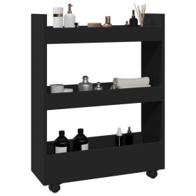 Narrow storage cart 3 levels engineered wood black by , Kitchen and dining carts - Ref: Foro24-855251, Price: 53,12 €, Discou...