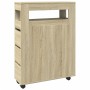 Narrow bathroom cabinet with wheels in Sonoma oak wood. by , Lockers and storage cabinets - Ref: Foro24-855270, Price: 103,99...