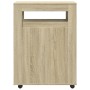 Narrow bathroom cabinet with wheels in Sonoma oak wood. by , Lockers and storage cabinets - Ref: Foro24-855270, Price: 103,99...