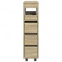 Narrow bathroom cabinet with wheels in Sonoma oak wood. by , Lockers and storage cabinets - Ref: Foro24-855270, Price: 103,99...