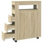 Narrow bathroom cabinet with wheels in Sonoma oak wood. by , Lockers and storage cabinets - Ref: Foro24-855270, Price: 103,99...