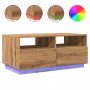 Handcrafted oak coffee table with LED lights 90x49x40 cm by , Coffee table - Ref: Foro24-857711, Price: 114,20 €, Discount: %