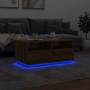 Handcrafted oak coffee table with LED lights 90x49x40 cm by , Coffee table - Ref: Foro24-857711, Price: 114,20 €, Discount: %