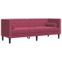 Sofá Chesterfield 3 plazas con cojines terciopelo rojo tinto de , Sofás - Ref: Foro24-372697, Precio: 297,83 €, Descuento: %